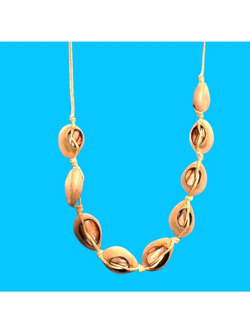 Handcrafted Cowrie Shell Necklace Adjustable Cord beachcore surfer unisex mens